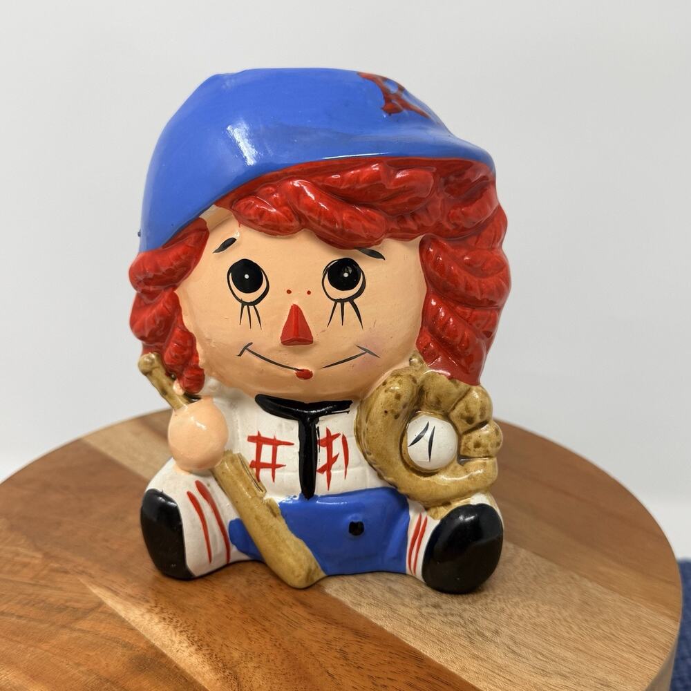 VINTAGE Rubens Original Blue Raggedy Andy Planter, Baby, Nursery, Baseball